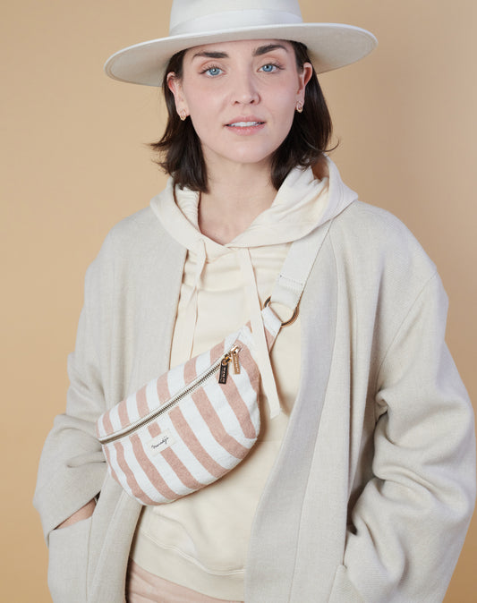 Sac banane Nicole - Rayé rose coton — Maradji , Lyon