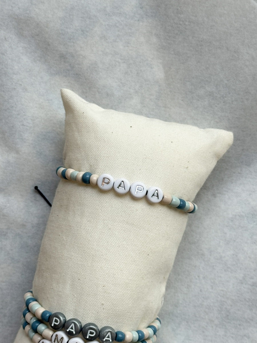 Bracelet PAPA fil - perles blanches — Les jolis bonheurs , Lyon