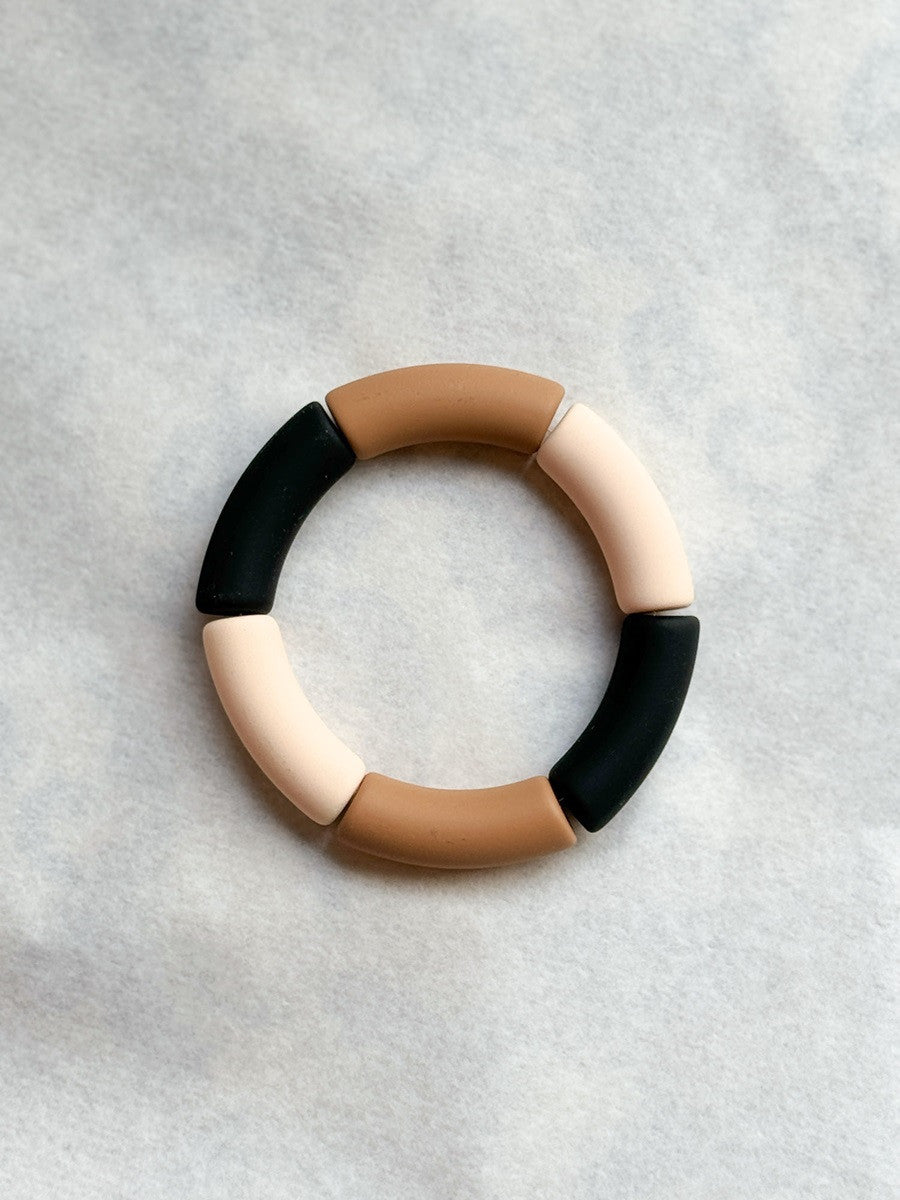Bracelet tubes larges noir/cappucino/nude