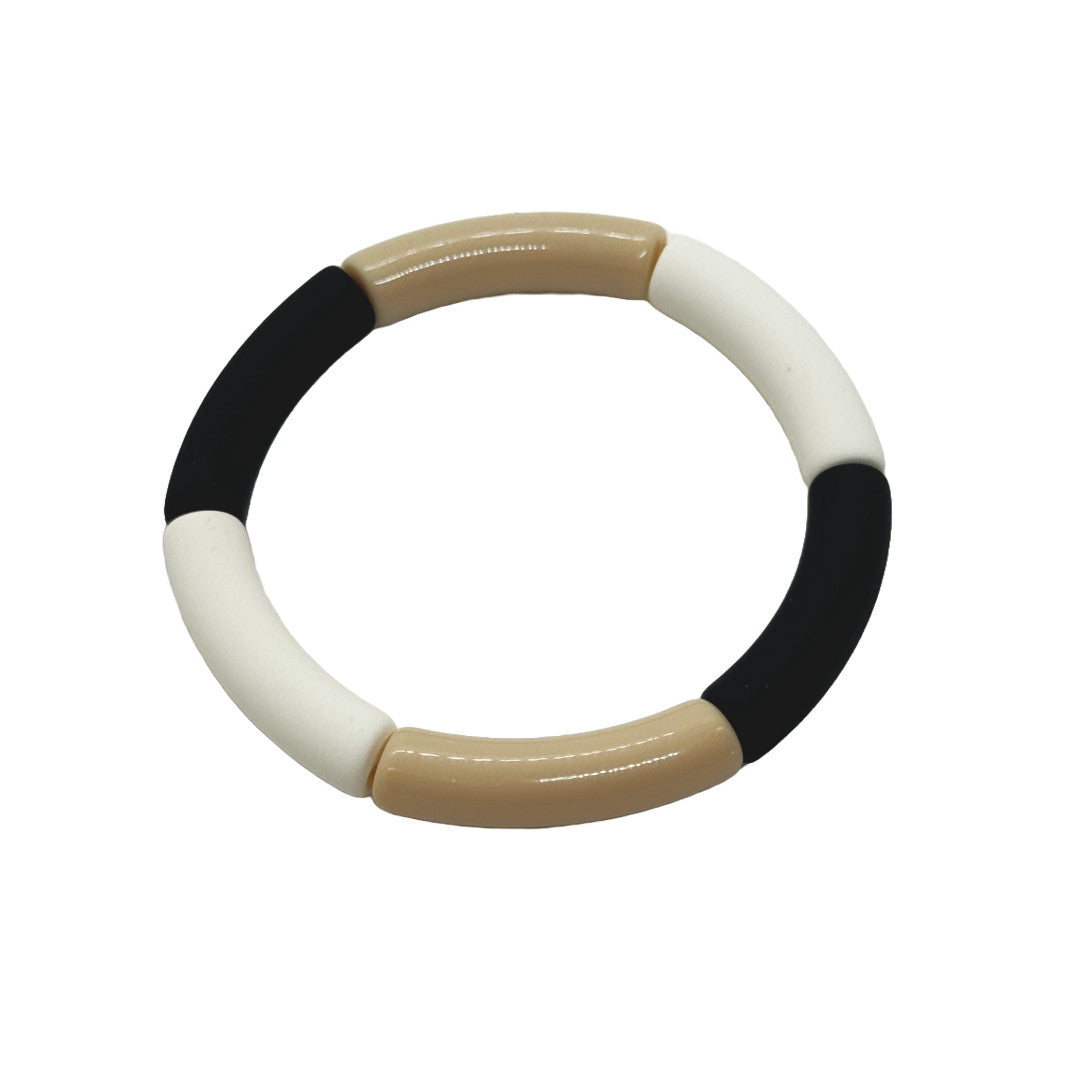 Bracelet tubes fins noir/beige/crème — Les jolis bonheurs , Lyon