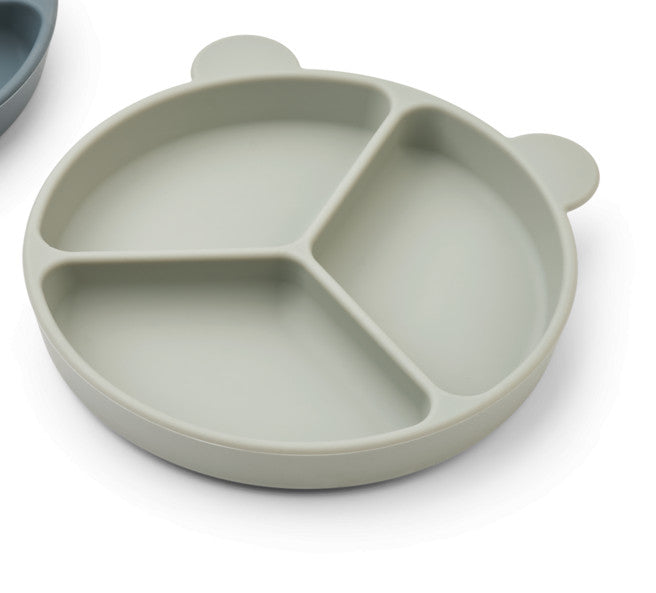 Assiette Stacy ventouse 3 compartiments - Dove blue