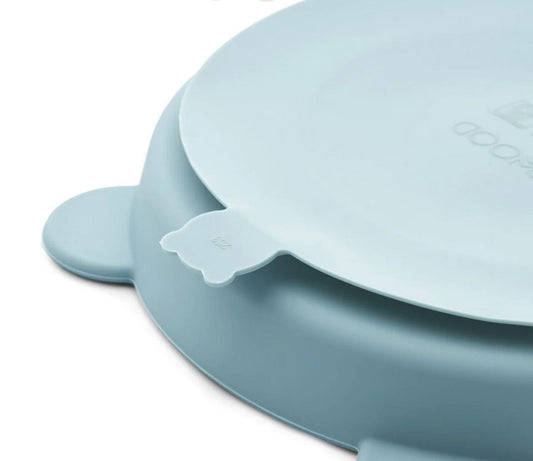 Assiette Stacy ventouse 3 compartiments - Sea blue