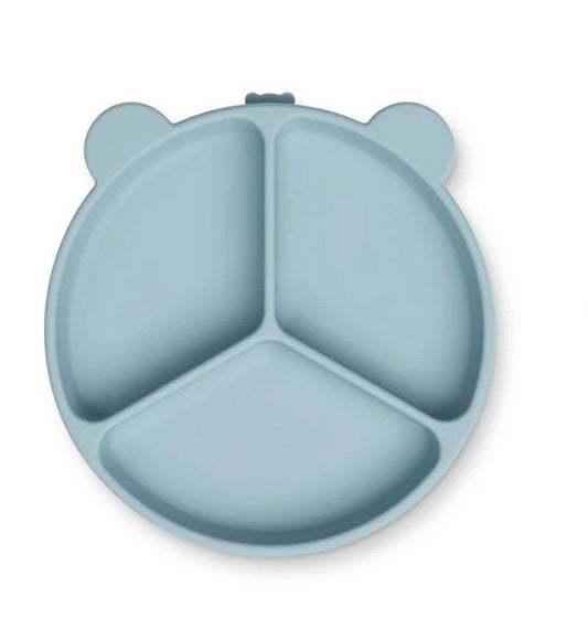 Assiette Stacy ventouse 3 compartiments - Sea blue