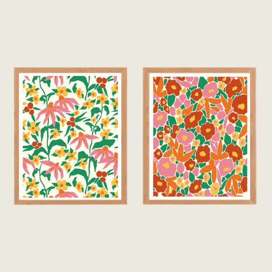 Kit de 2 peintures au numéro 24x30 - Papiers fleuris