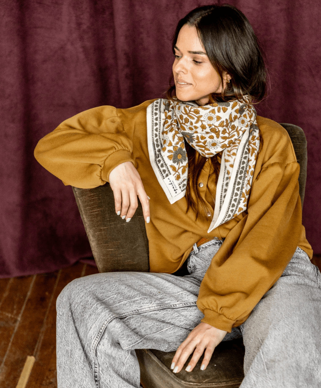 Big foulard Latika Coeur - Macadamia — Apaches collections , Lyon