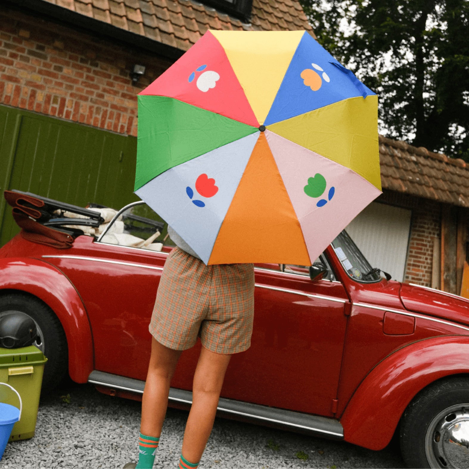 Parapluie pliable - Multicolore avec fleurs