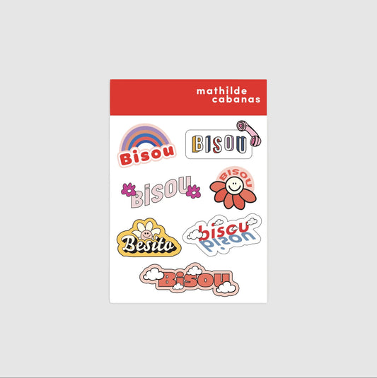 Planche de stickers - Bisou avec fleurs