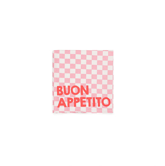 Serviette de table - Damier strawberry Buon appetito""
