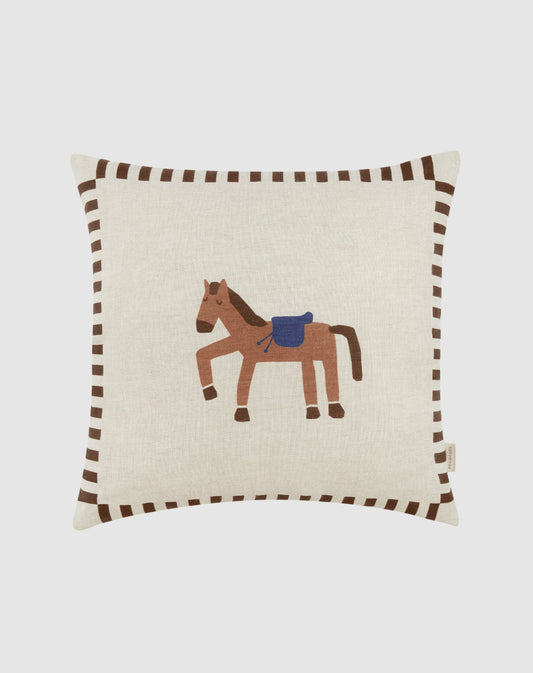 Coussin carré en lin - Cheval