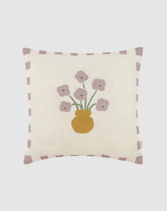 Coussin carré en lin - Fleurs