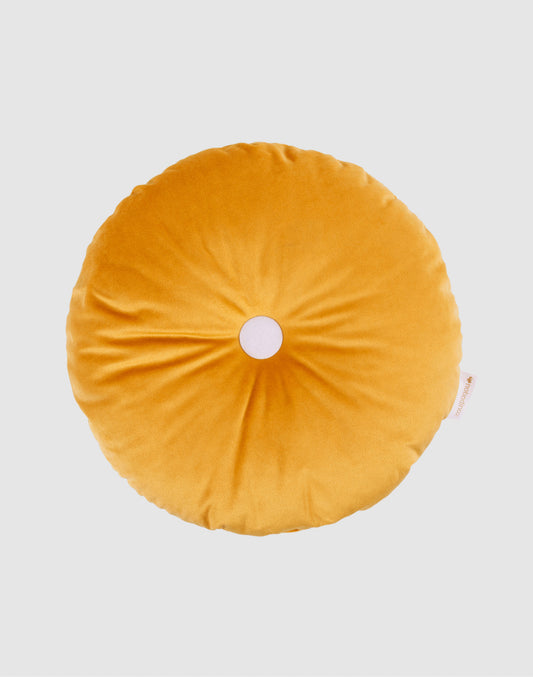 Coussin rond velours - Farniente yellow