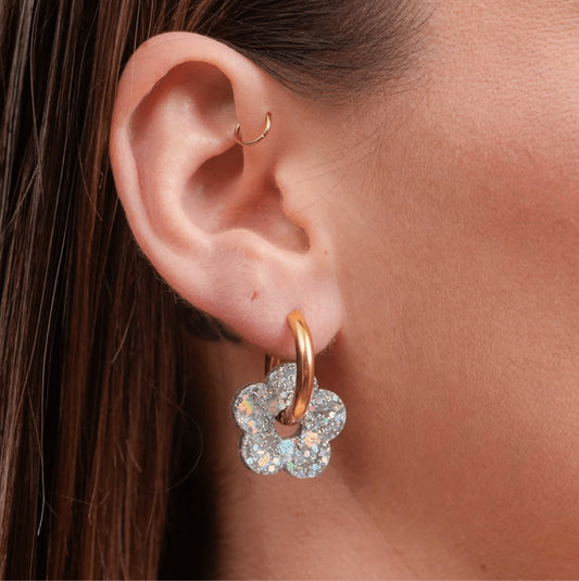 Créoles fleurs - Argenté — Les nicolettes , Lyon