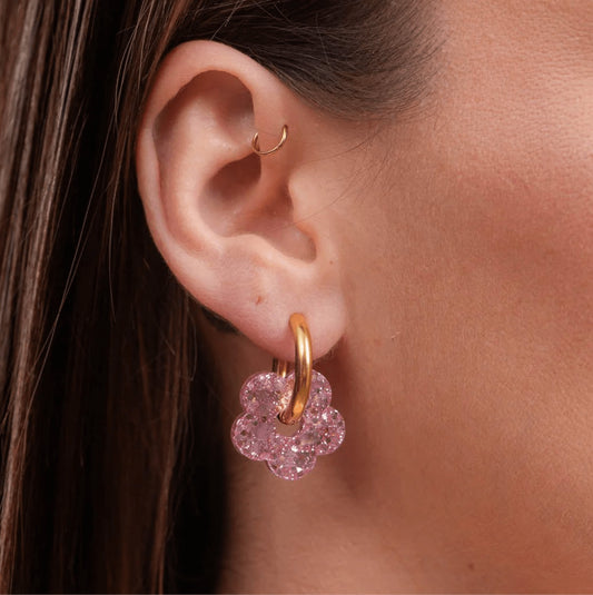 Créoles fleurs - Rose — Les nicolettes , Lyon