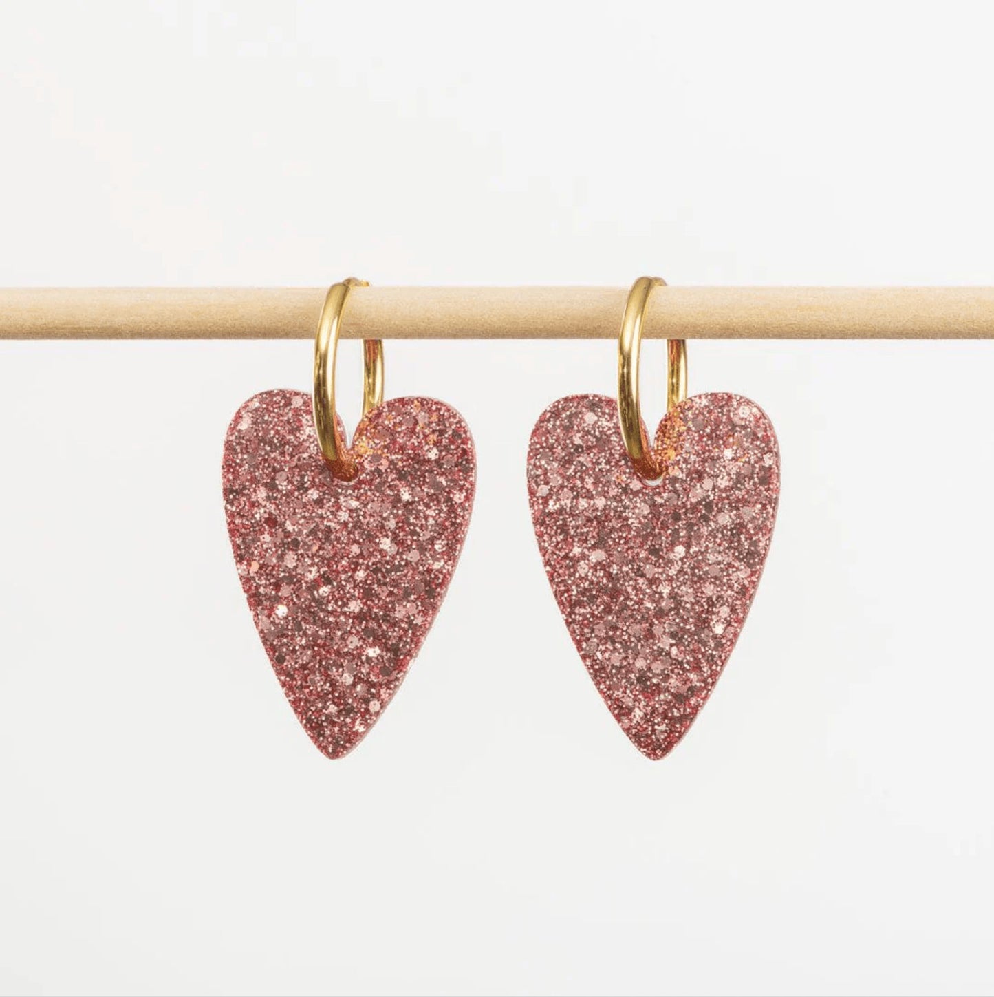 Boucles d'oreilles coeur - Champagne rosé