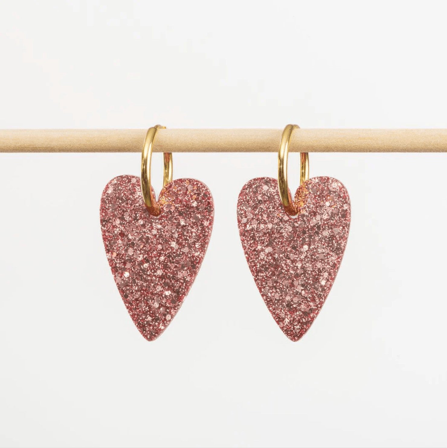Boucles d'oreilles coeur - Champagne rosé