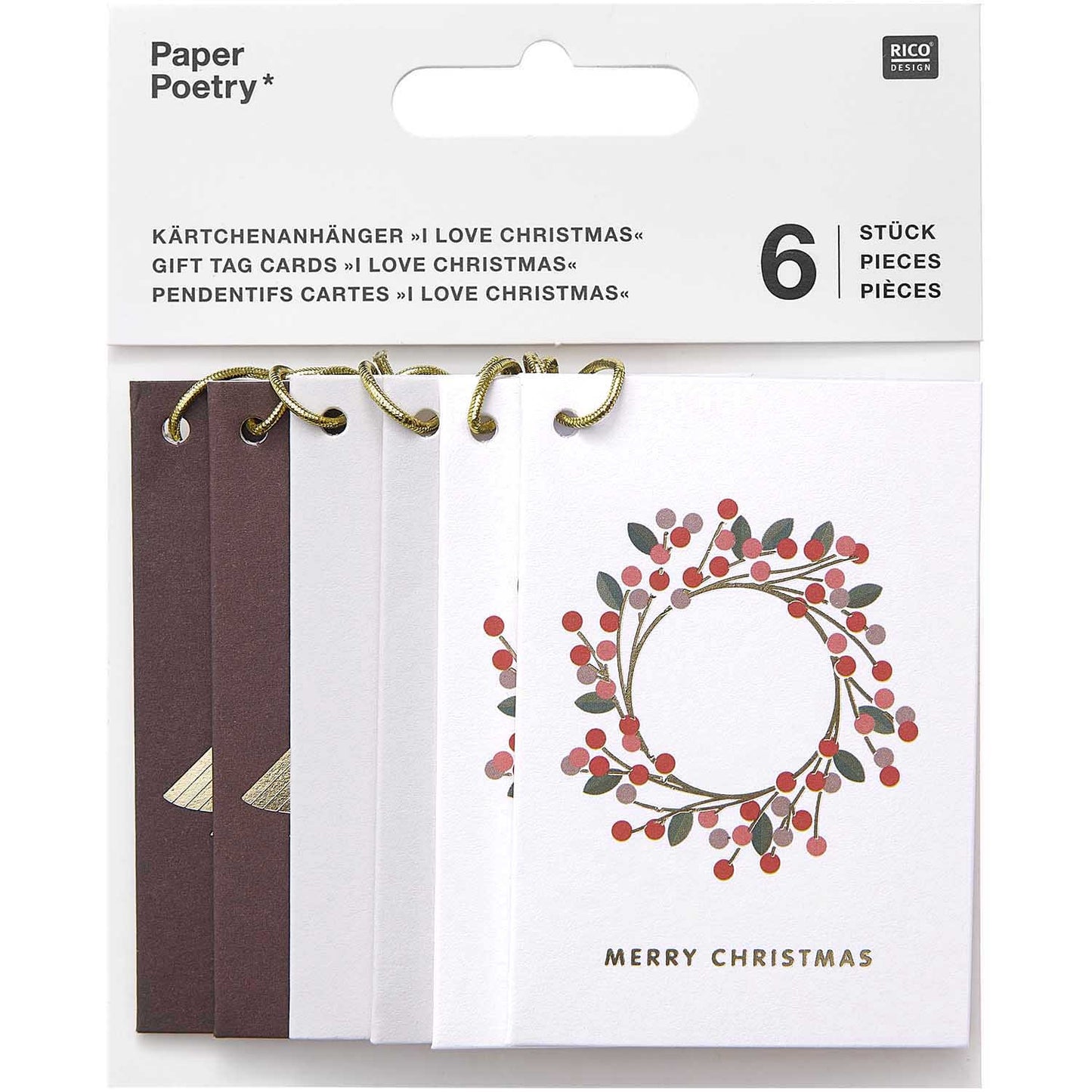 Lot de 6 étiquettes cadeaux I love Christmas — Rico design , Lyon