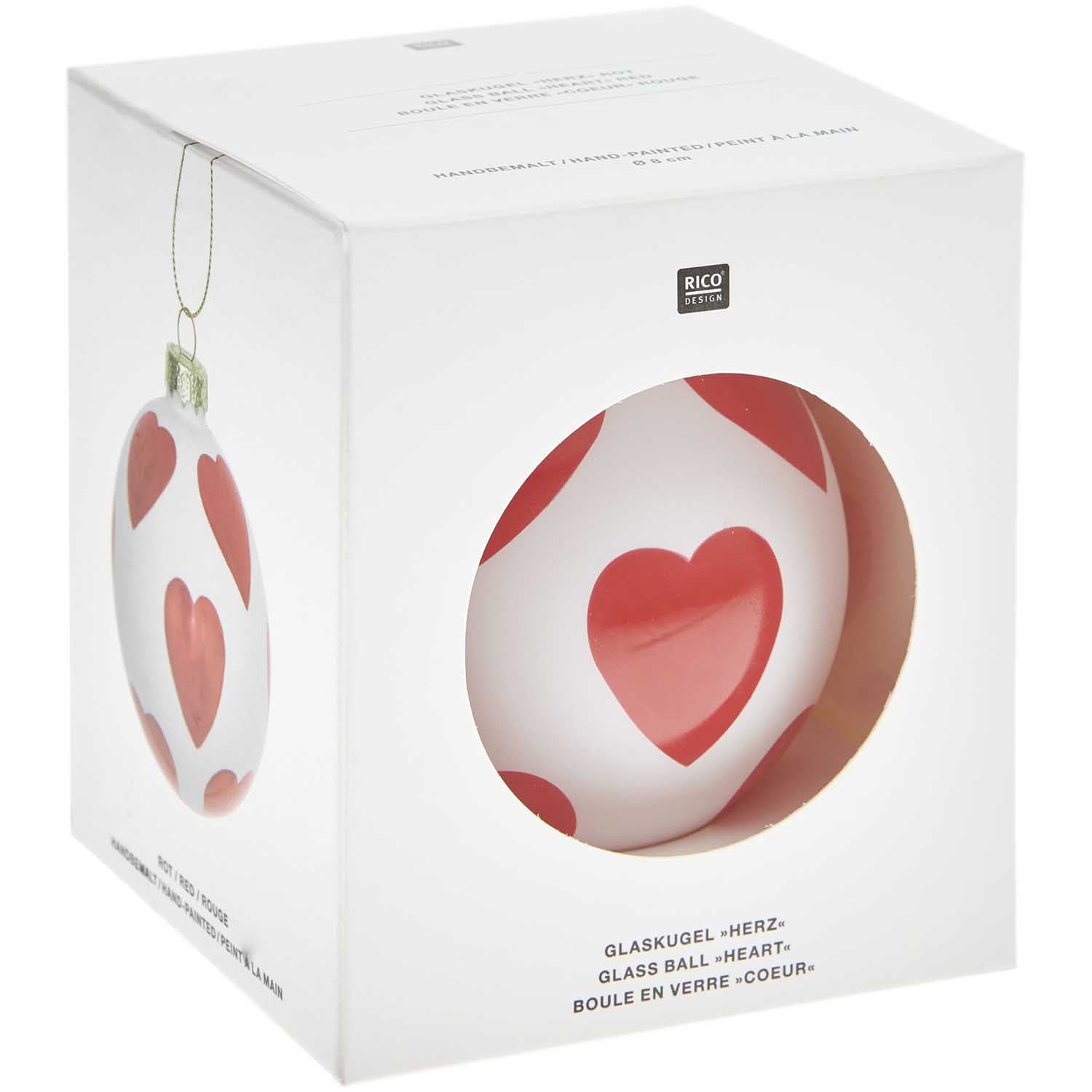 Boule en verre coeur rouge à suspendre — Rico design , Lyon