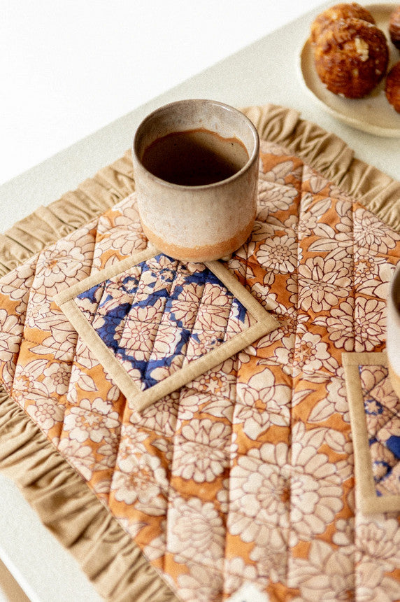 Set de table Shimla Flowers - Camel/bleu klein