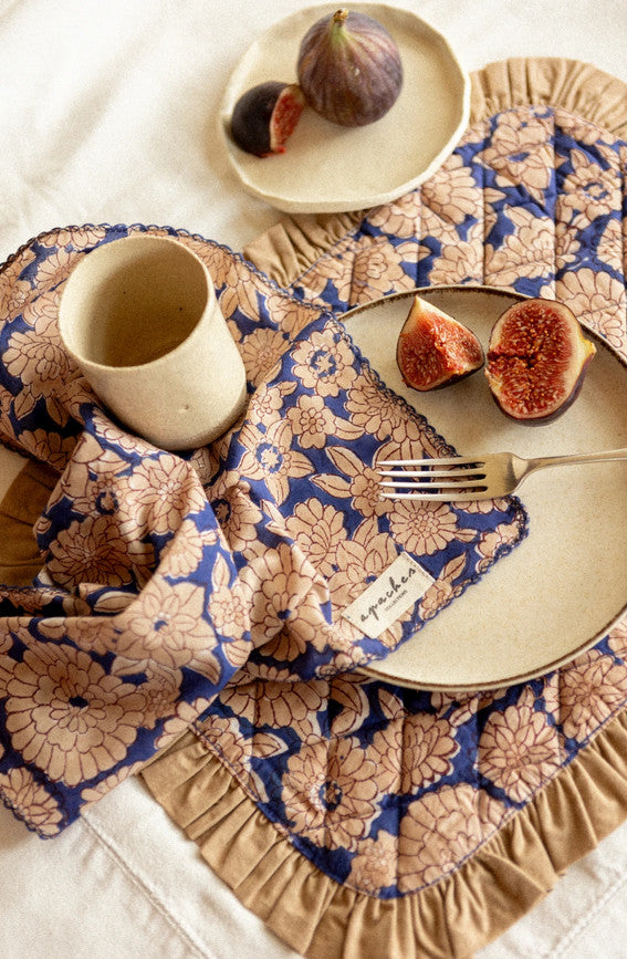 Set de table Shimla Flowers - Camel/bleu klein