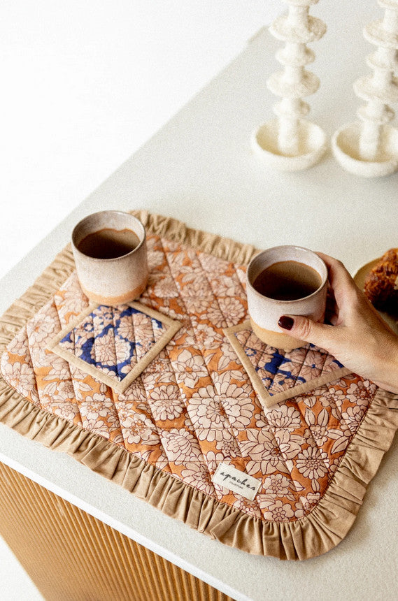 Set de table Shimla Flowers - Camel/bleu klein