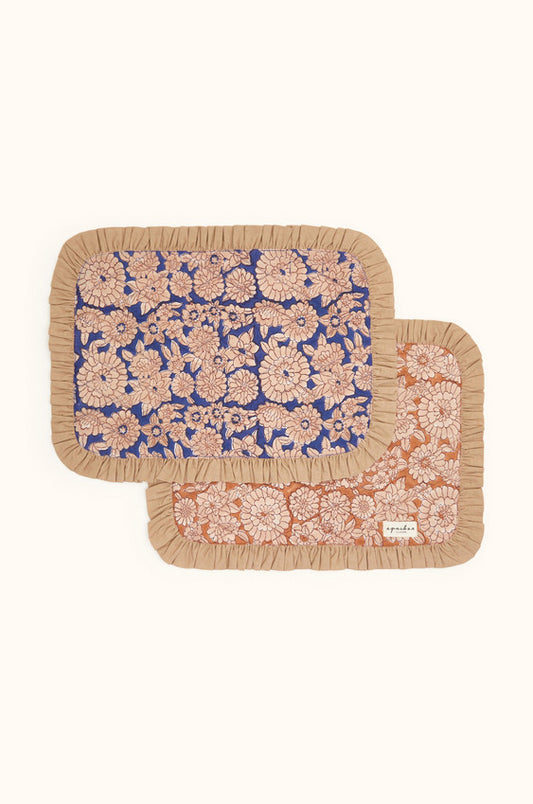 Set de table Shimla Flowers - Camel/bleu klein