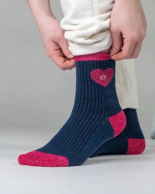 Chaussettes Coeur - Bleu marine - Taille 37/40