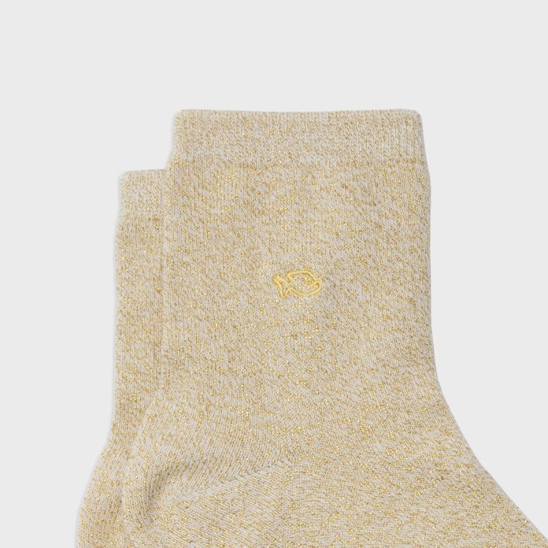 Chaussettes Unies pailletées - Beige - Taille 37/40