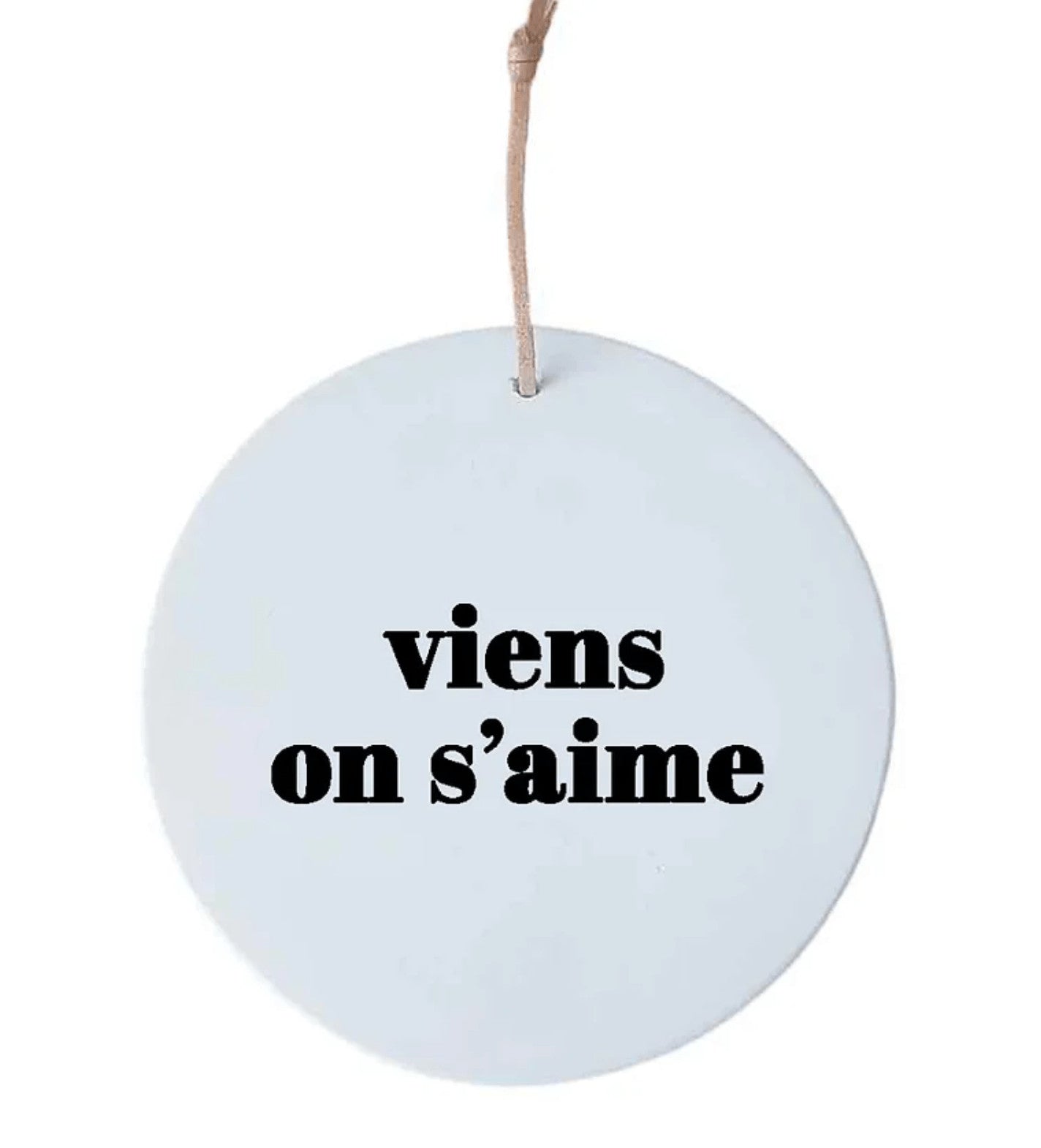 Médaillon Viens on s'aime police large - noir