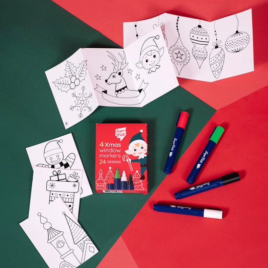 Boîte de 4 feutres pour vitres + 24 motifs - Noël — Super Petit , Lyon