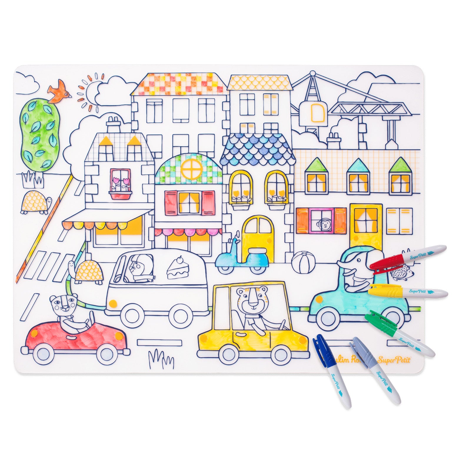 Set en silicone à colorier + 5 feutres - Les popipop x Moulin Roty