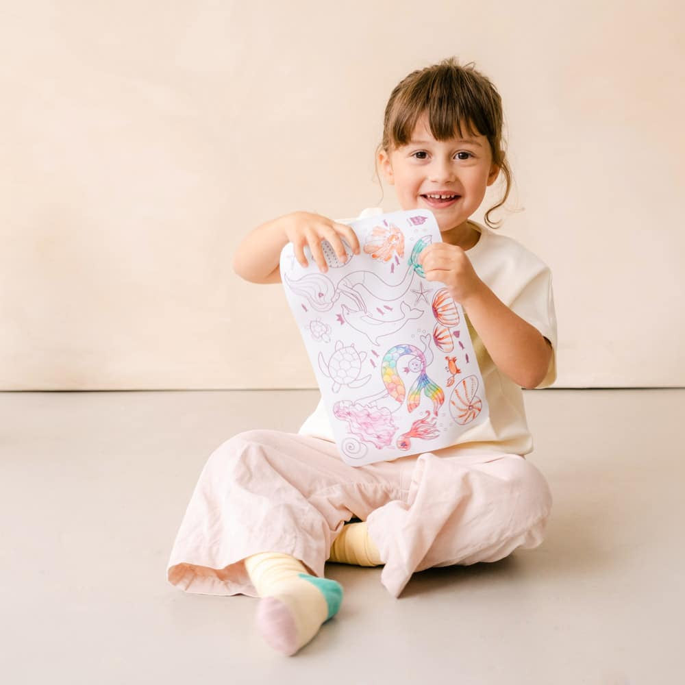 Mini set en silicone à colorier + 4 feutres - Sirène