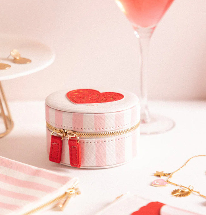 Boite à bijoux de voyage Pink stripes