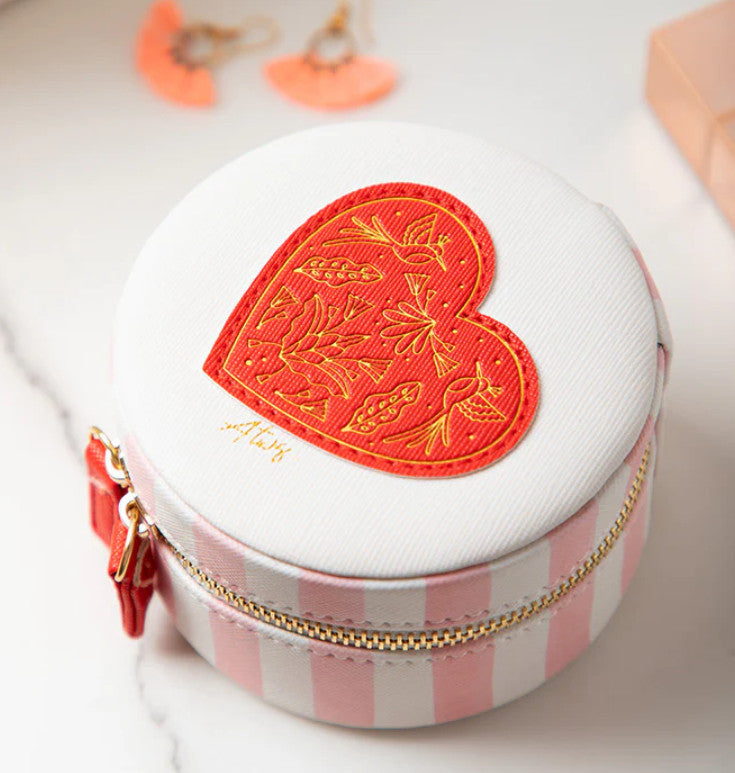 Boite à bijoux de voyage Pink stripes