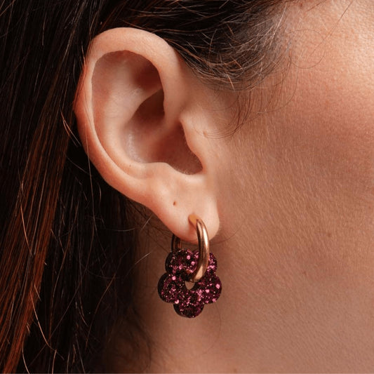 Créoles fleurs - Lie de vin — Les nicolettes , Lyon