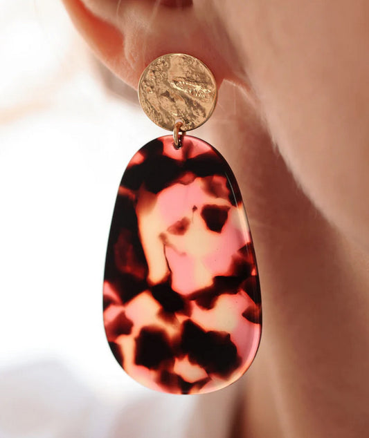 Boucles d'oreille Léo pink — Les jolis bonheurs , Lyon