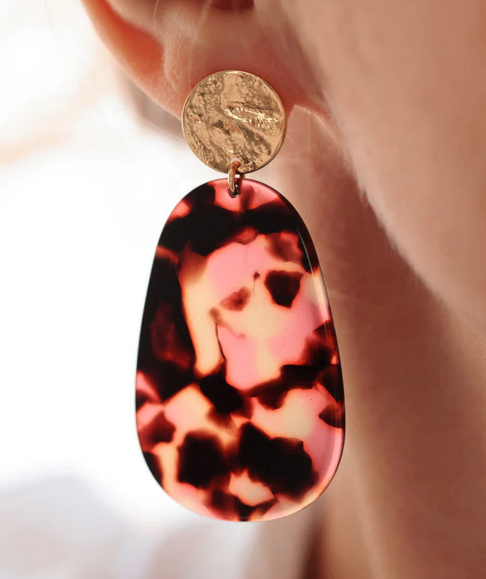 Boucles d'oreille Léo pink — Les jolis bonheurs , Lyon