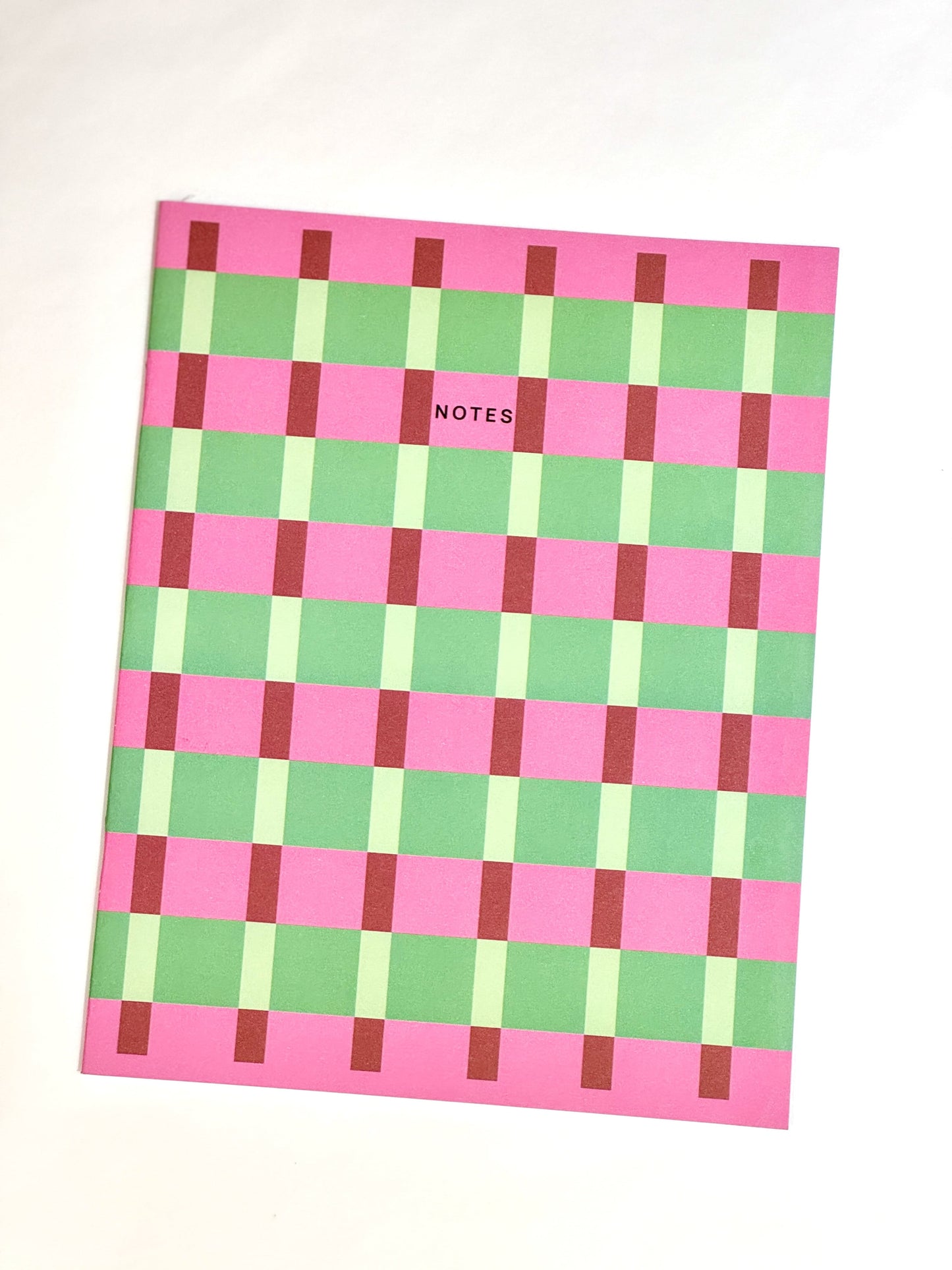 Carnet Fabrique - Quadrillé rose/vert