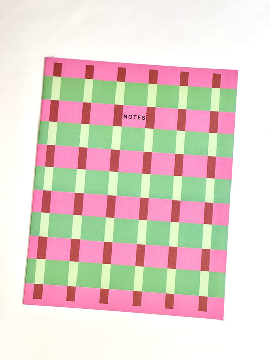 Carnet Fabrique - Quadrillé rose/vert