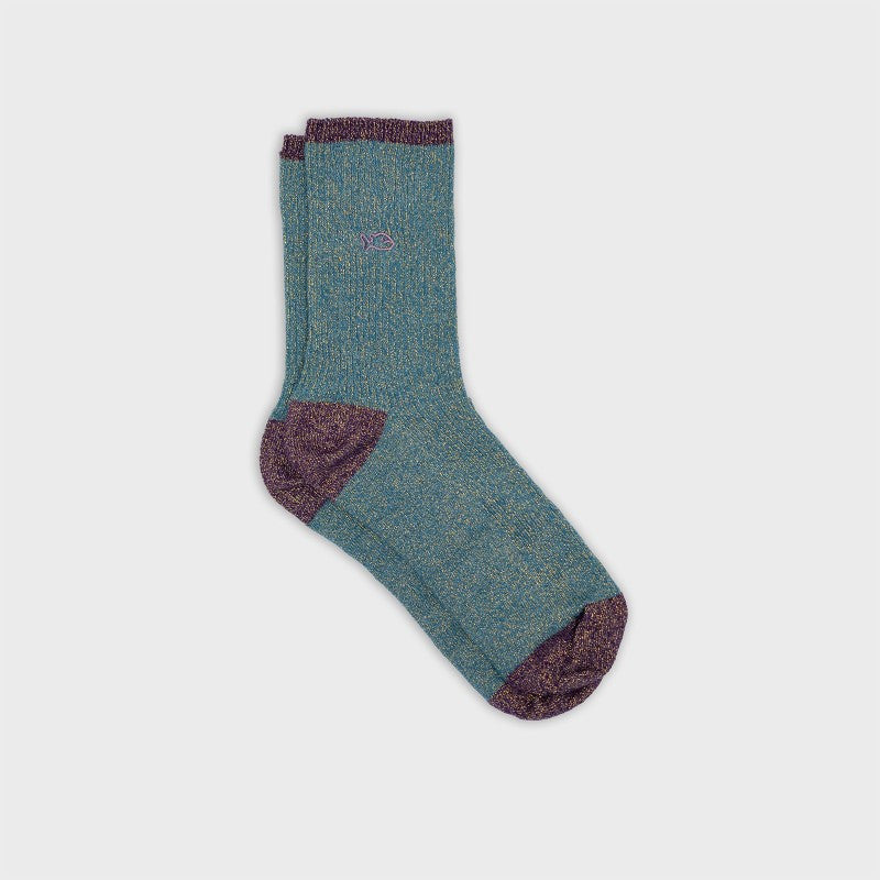 Chaussettes Vintage pailletées - Bleu canard - Taille 37/40 — Billybelt , Lyon
