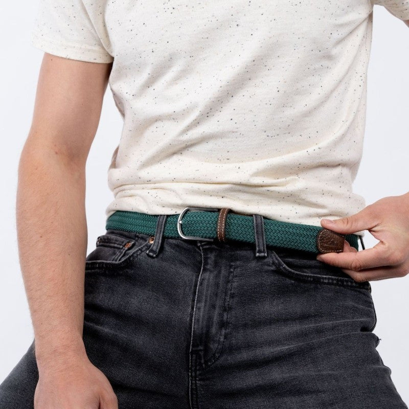 Ceinture tressée élastique T1 - Pin vert