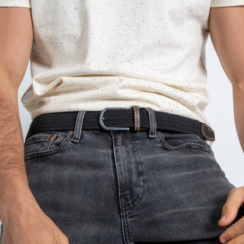 Ceinture tressée élastique T1 - Noir réglisse