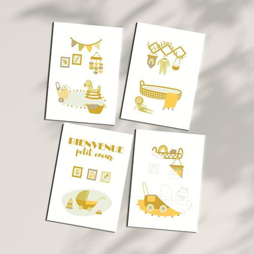 Kit de peinture au numéro 4 cartes - Dans la chambre de bébé — Salut Irène , Lyon
