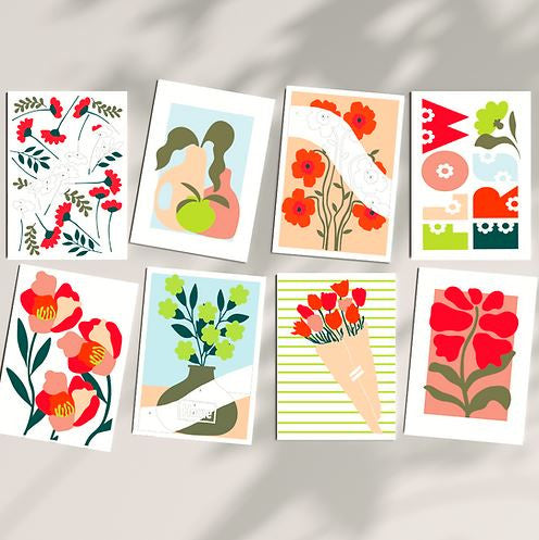 Kit de peinture au numéro 8 cartes - Palette florale — Salut Irène , Lyon