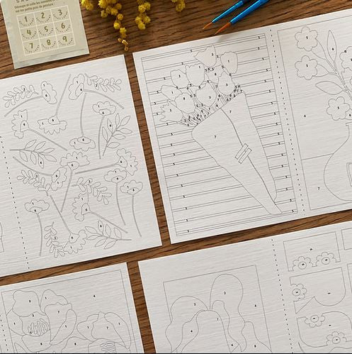 Kit de peinture au numéro 8 cartes - Palette florale — Salut Irène , Lyon