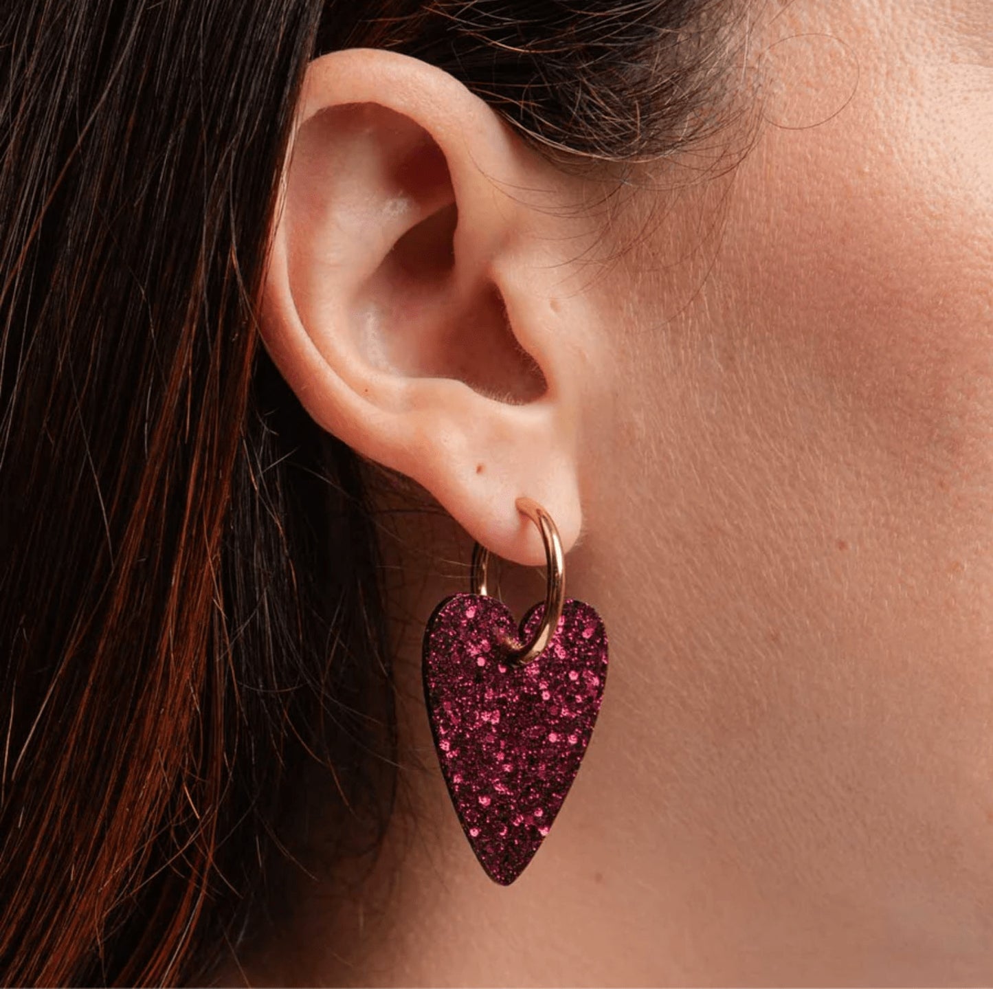 Boucles d'oreilles coeur - Lie de vin