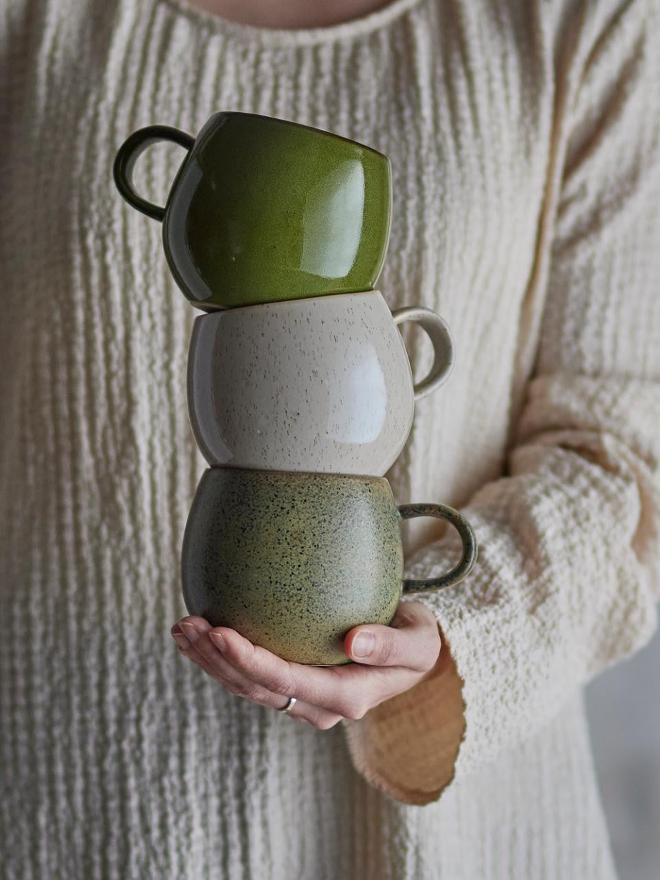 Mug rond en terre cuite Addison vert