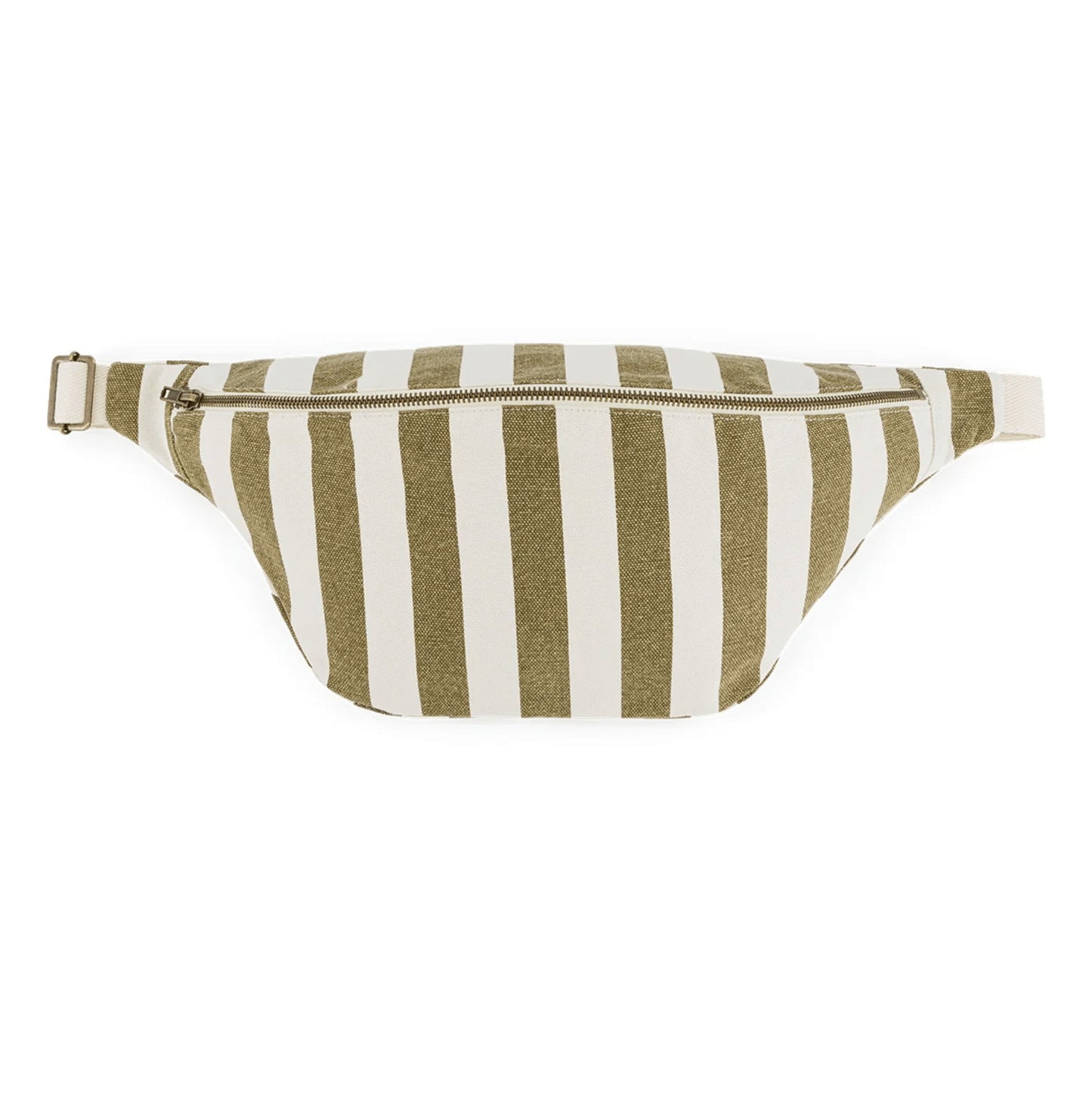Sac banane rayé - Olive/greige