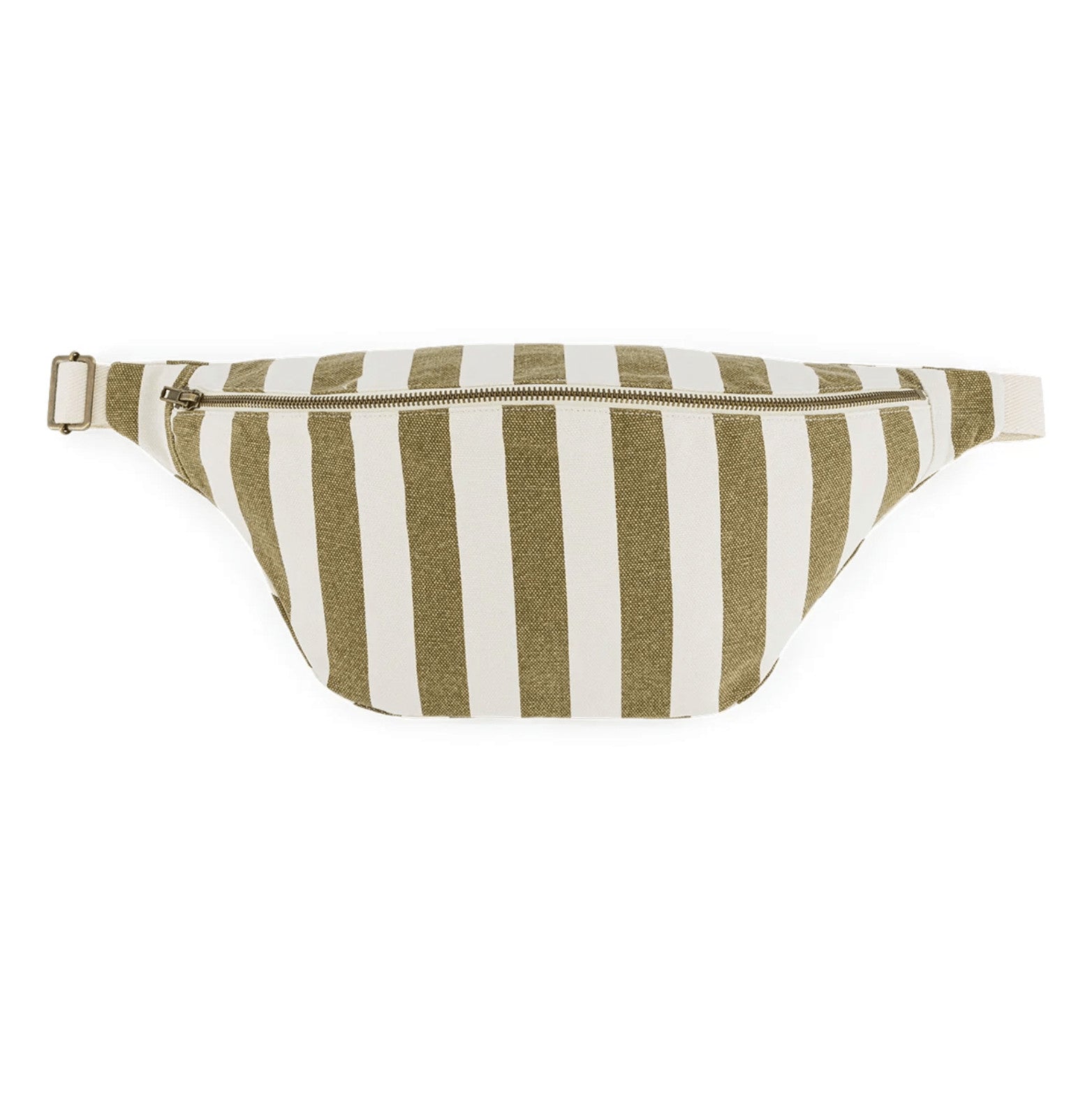 Sac banane rayé - Olive/greige