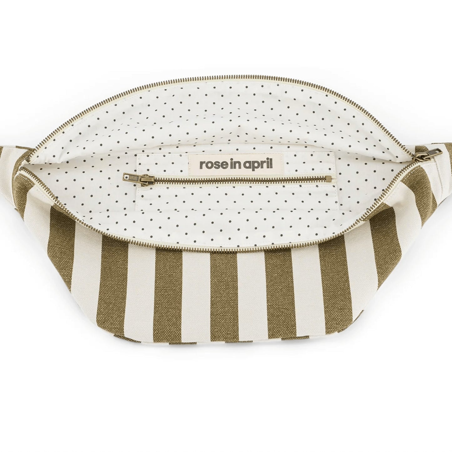 Sac banane rayé - Olive/greige
