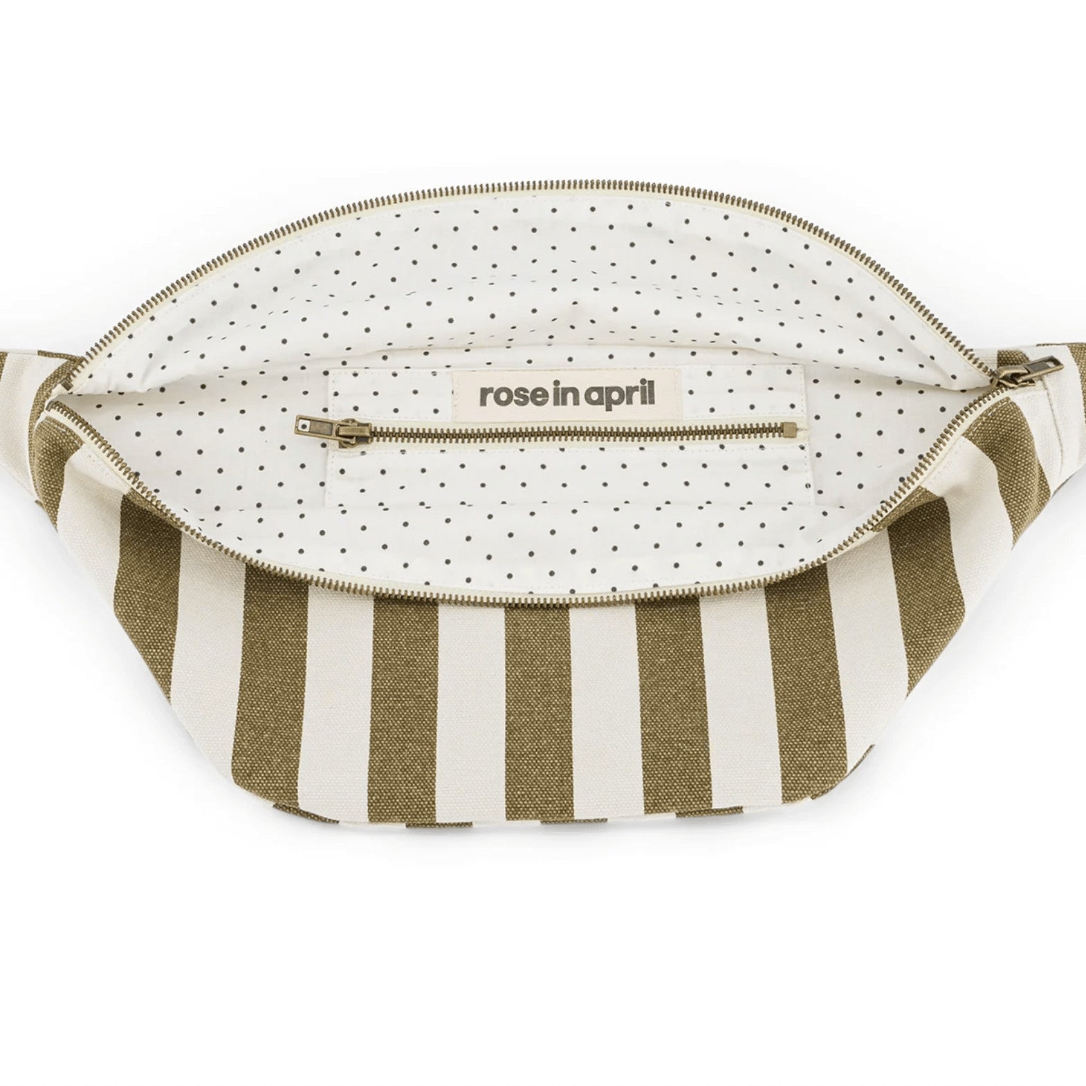 Sac banane rayé - Olive/greige